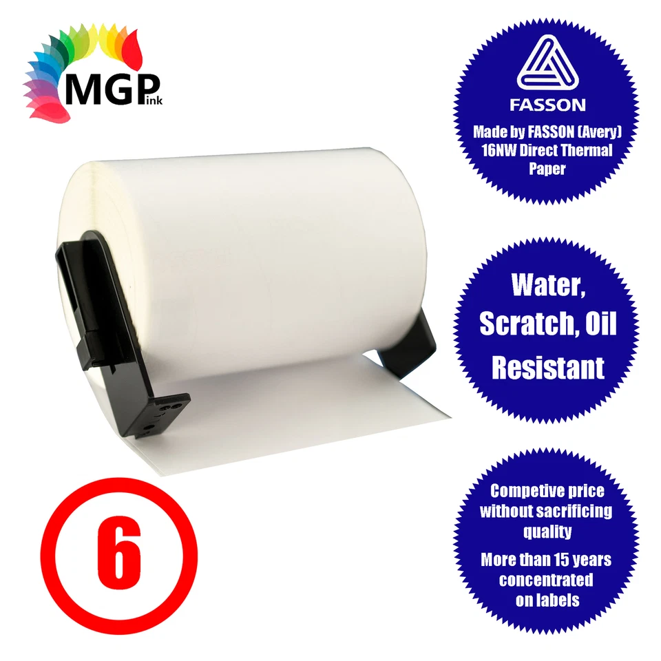 6x Compatible Brother DK-11247 White Shipping Labels 103mm x 164mm - image 2 of 4