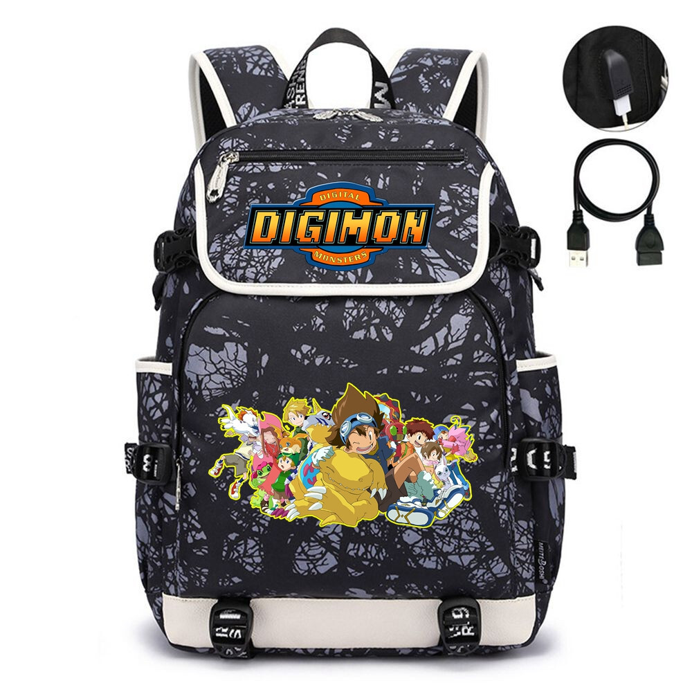 Men Nylon Backpack Anime Digimon Adventure School Bags Shoulder