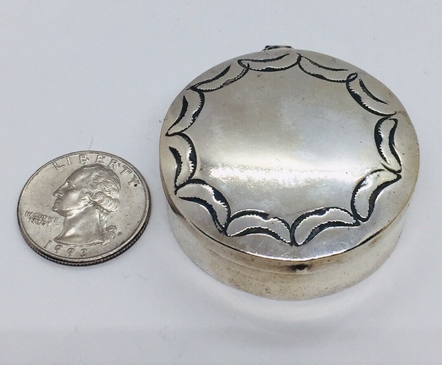 Antique Navajo Native American Sterling Silver Hand Made Ornate Round
