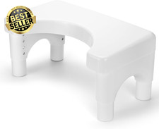 Height Adjustable Toilet Stool, Anti-Slip Squatting Step, Waterproof, White, Hea