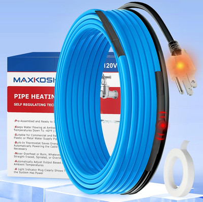 6 Ft. 120 V Heat Tape for Water Pipes, Self-Regulating Heating Cable for Metal a