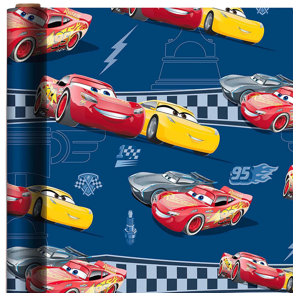 CARS LIGHTNING MCQUEEN WRAPPING PAPER FLAT GIFT WRAP ANY OCCASION 20 SQ. FT. NEW
