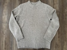 LL Bean 100 Lambs Wool Knit Sweater Men s XL Tall Grey Beige