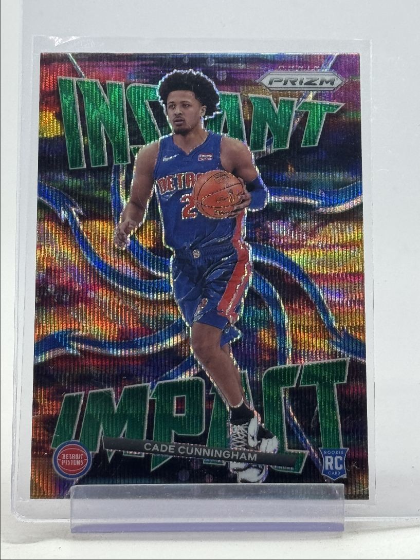 CADE CUNNINGHAM 2021-22 PRIZM INSTANT IMPACT ROOKIE GREEN WAVE RC Q2956