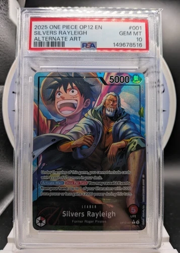 2025 One Piece Silvers Rayleigh Alternate Art! English! PSA 10! #OP12-001!