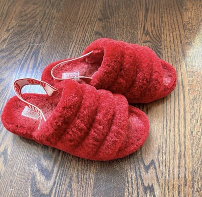 UGG Women s Red Fluff Yeah Slingback Slides Slippers