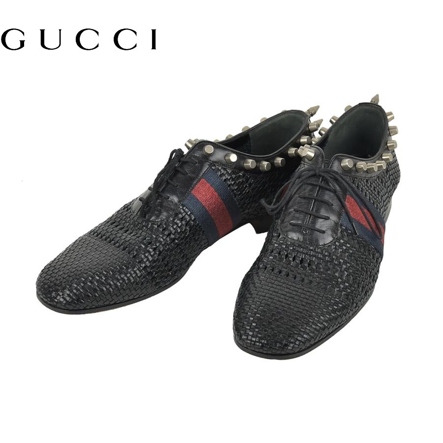 Gucci Dress Shoes Black With Sherry Line Size 10 US About10.5 For Men