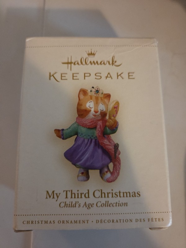 My Third Christmas Child's Age Collection 3rd Girl Cat Hallmark Ornament 2006
