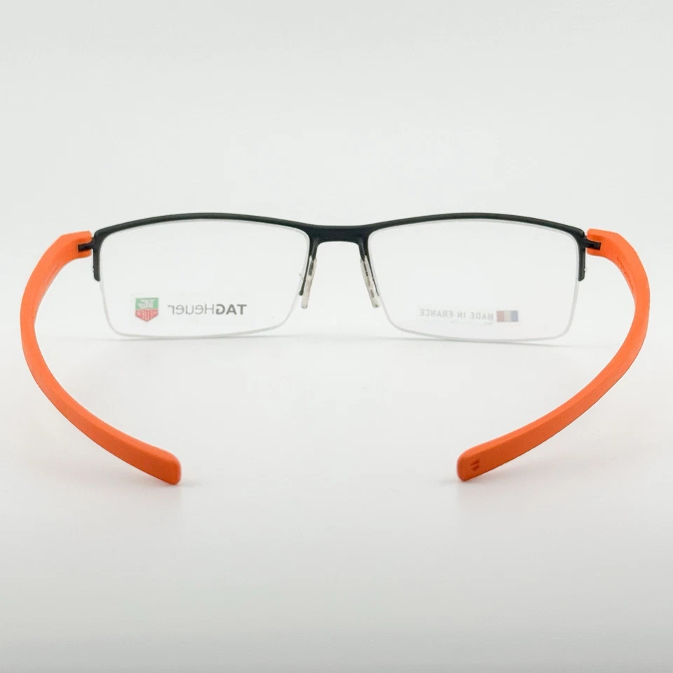 Auténticas gafas Tag Heuer TH 3921 media llanta reflectante marco negro/naranja Francia Foto 4 de 4
