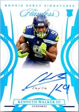 KENNETH WALKER III RC 2022 FLAWLESS PLATINUM ROOKIE DEBUT ON CARD AUTO SP 1/1