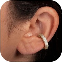 Ear Cuff Fake Helix Ohrringe 14K Gold Silber Funkelnde Runde Ohrmanschette Damen