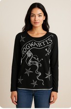 Warner Brother's Hogwarts Black Long Sleeve Tee Size Medium Harry Potter