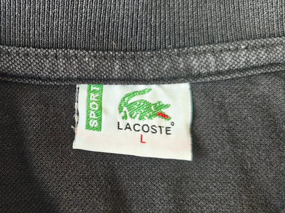 Lacoste Men black polo t-shirt short sleeve, Logo Lacoste crocodile, L size - Imagen 4 de 4