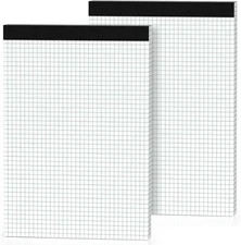 Graph Paper Pad 8.5 x 11, 2 Pack, 4x4 Graph Ruled, Grid Paper Pad 8-1/2" x 11",