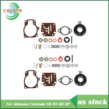 For Johnson Evinrude 50 55 60 HP Carburetor Carb Rebuild Kit w Float 2 Pcs