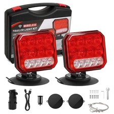 2X Wireless Trailer Lights Magnetic LED Tow Light Turn Signal Brake Reverse Stop