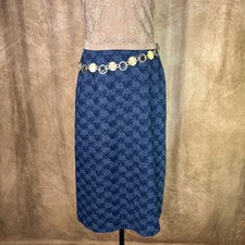 Vintage Floral Denim Skirt 90s Midi Blue Jean Teacher Western Academia Boho