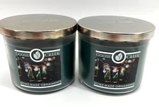 Goose Creek  (2) HOME-MADE ORNAMENTS 3 Wick Jar Candle Pine Spice Spruce HOLIDAY