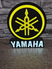 GROSSES YAMAHA gelbes Schild beleuchtet Wandschild Männerhöhle Garage Fahrrad