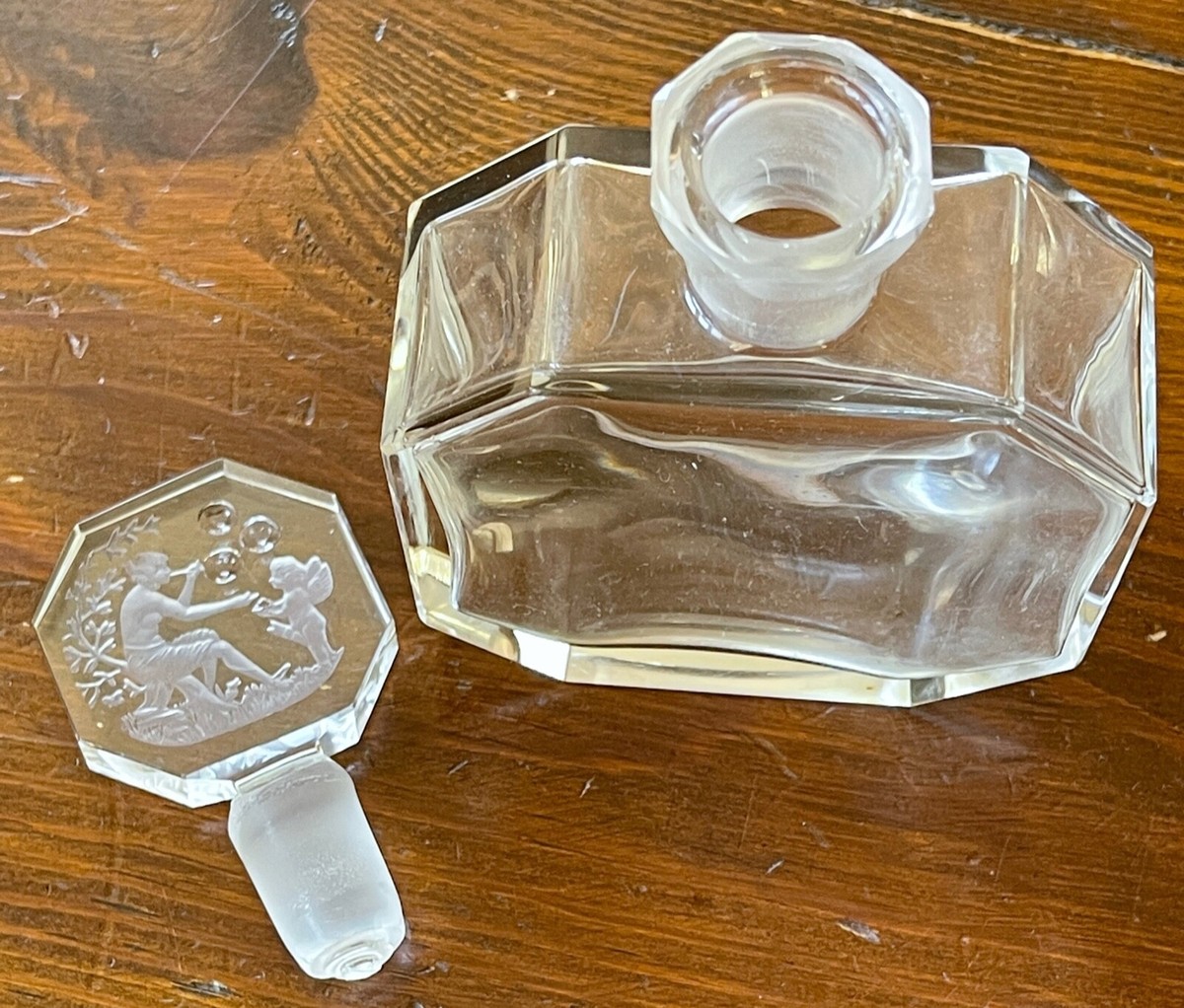 Antique Heinrich Hoffman Perfume Bottle Intaglio Cut Glass