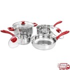 7 Piece Stainless Steel Cookware Sets Dishwasher Safe Pots Pans Kitchen Silver
