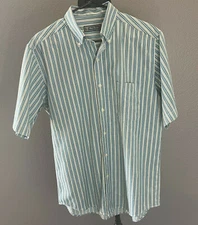 MEN'S PRO TOUR CLUB COLLECTION Blue Stripe SHORT SLEEVE MED Button Down