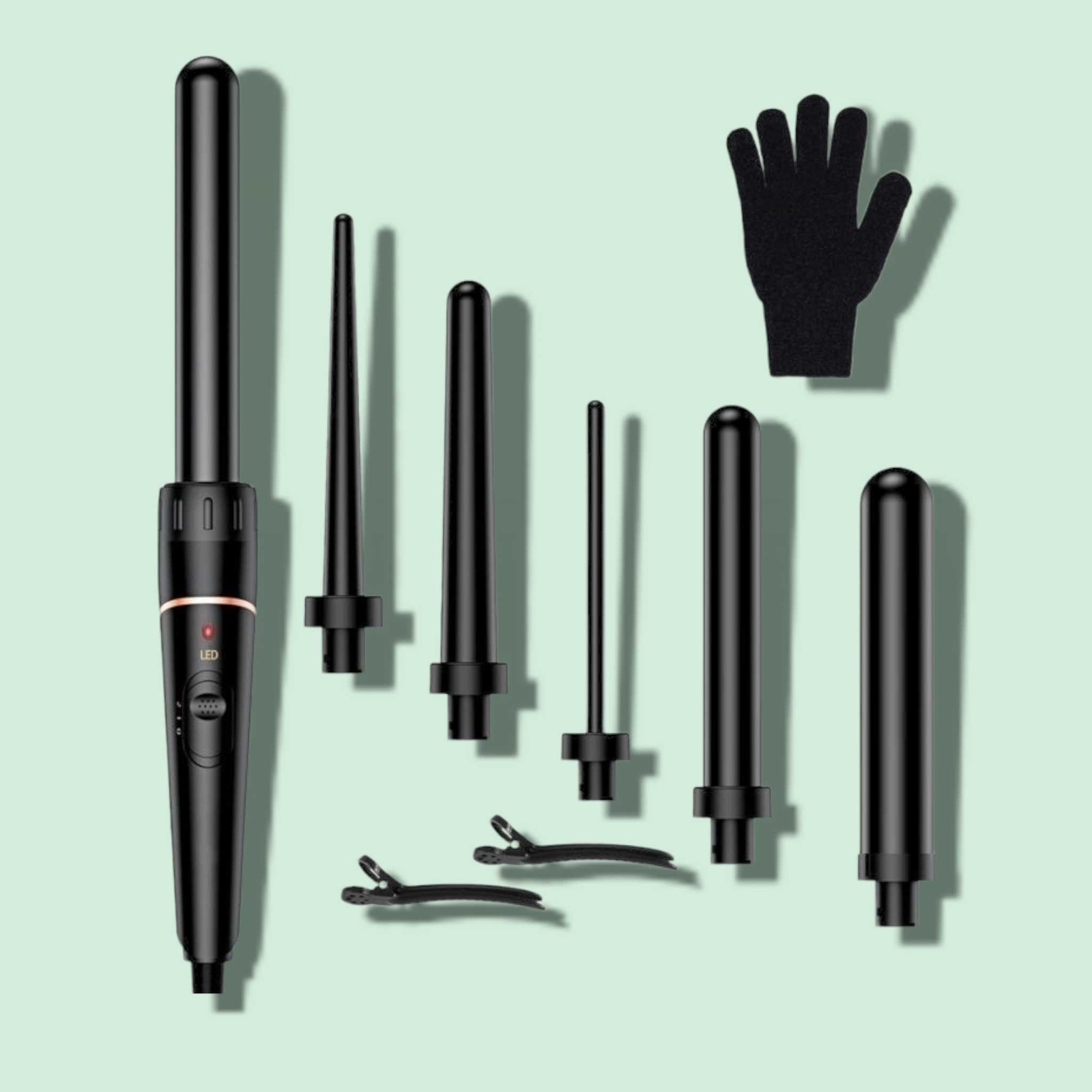 Lockenwickler-Set – Mit Verschiedenen Aufsätzen, Welleneisen 6-In-1