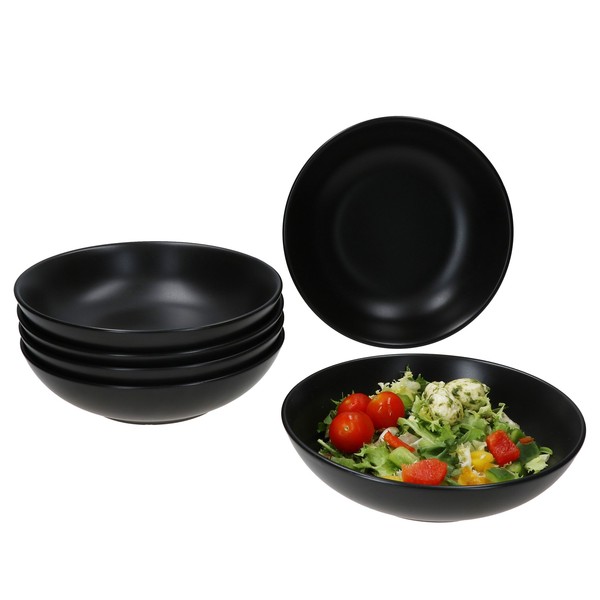 6X Panther Suppenteller Schwarz 420Ml Steingut 6 Personen Tiefe Teller Pasta-image