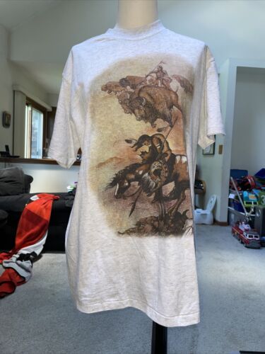 Oneita  Indian On Horseback T Shirt Made In The US