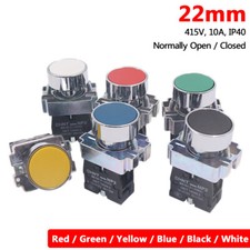 Metal Flat Head 22mm Momentary Push Button Switch 10A 415V IP40 NO NC ON/OFF NP2
