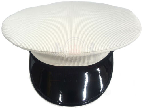 British Royal Navy Class 1 & 3 White Officer Peaked Cap Dress Hat - R N CAP - Afbeelding 1 van 12