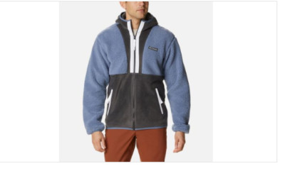 Columbia Mens Backbowl Sherpa Full Zip Hoodie Bluestone/Shark/White Medium 4858