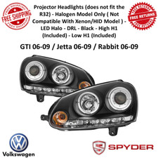 Spyder Signature LED Halo Black Projector Headlights Fits 06-09 Jetta Rabbit GTI