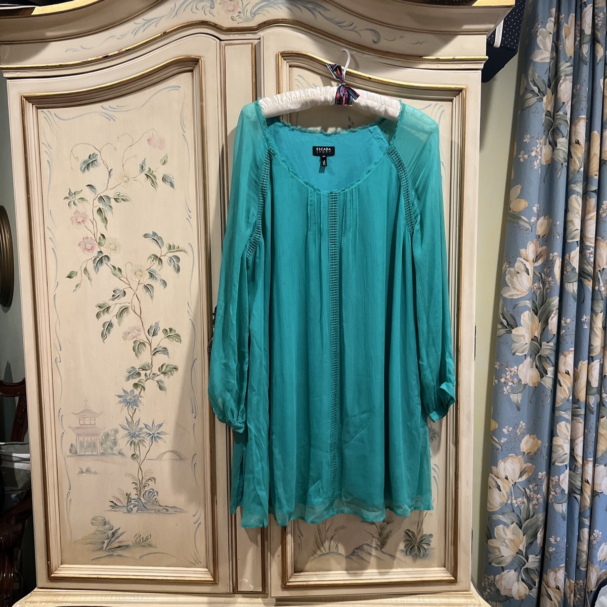 Escada Green Silk Mini Dress Tunic 44 | eBay Escada Green Silk Mini Dress Tunic 44 | eBay