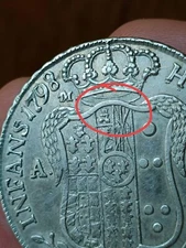 Naples Ferdinand IV Bourbon plate 120 grain 1798 closed shield very rare