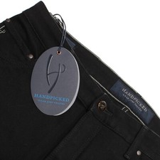 Handpicked NWT 5 Pocket Jean Cut Pants Size 34 US In Solid Black Cotton Blend
