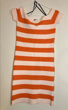 NWOT Forever 21 Orange/Peach Striped Off Shoulder Bandage Mini Dress - M