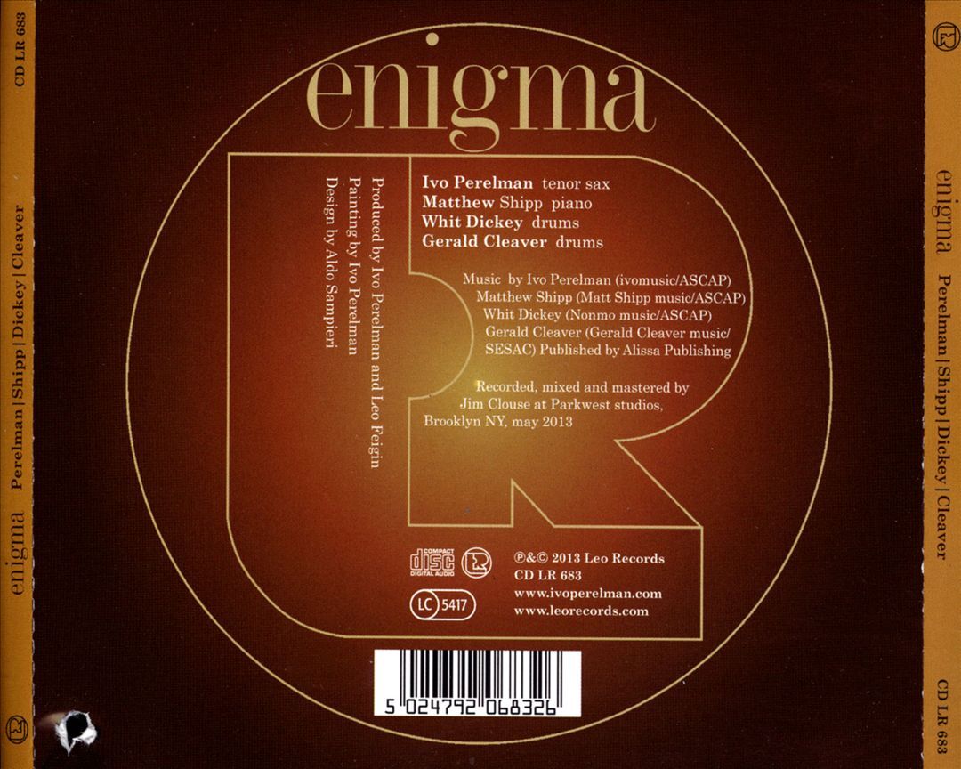 IVO PERELMAN/MATTHEW SHIPP/WHIT DICKEY/GERALD CLEAVER ENIGMA NEW CD