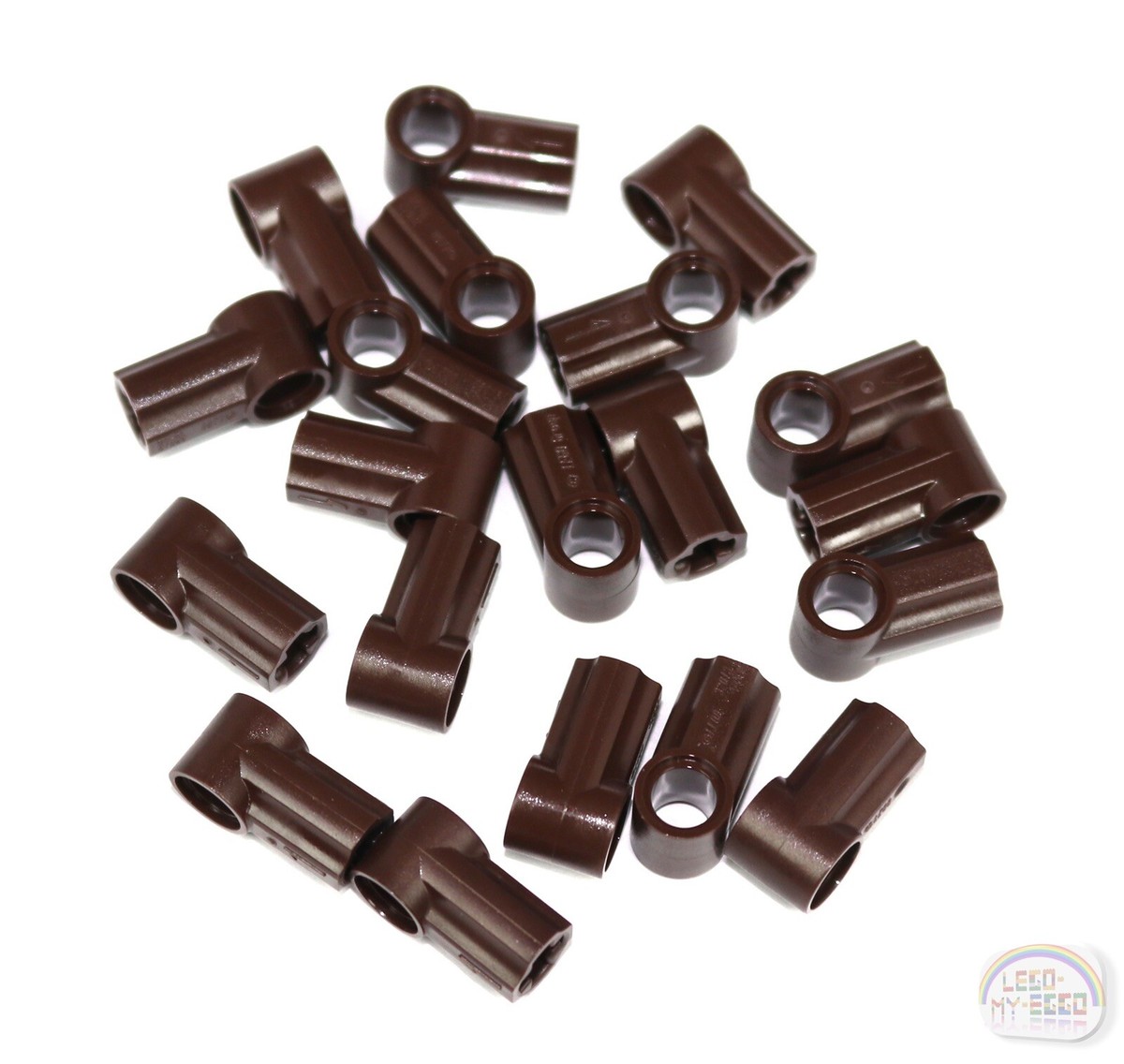 LEGO Technic - 20 x #1 Angled Axle & Pin Connector - Dk Brown