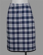 VTG JANTZEN Navy Blue  White Plaid 2-Pkt Polyester Stretch Skirt Wm's 10 EXC