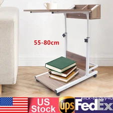 Adjustable Height Laptop Desk Rolling Bedside Table Computer Over Bed Standing !