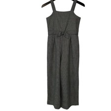 Janie  Jack Girls Size 10 Black White Silver Sparkle Wide Leg Jumpsuit w/ Bow