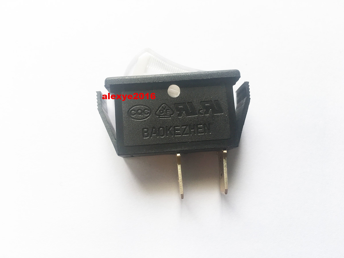 BAOKEZHEN SC791 Rocker Switch 2 Pins White Button 15A 250VAC Thermo ...