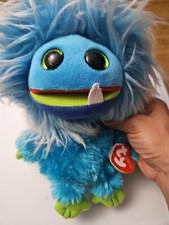 Ty Beanie Frizzys Frizzies Fang Plush Stuffed Animal Blue Monster 7.5" 2015