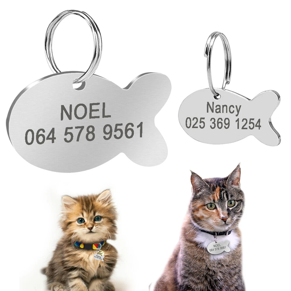 Fish Style Personalised Cat ID Tag Pet Kitten Puppy Name Tags