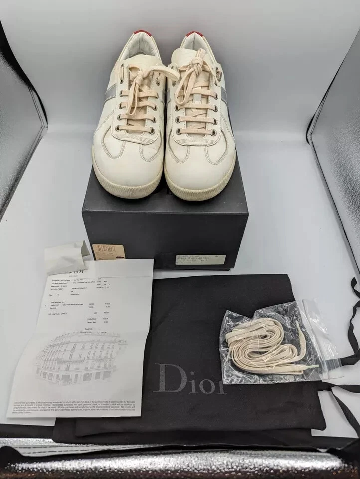 Baskets blanches Dior baskets en boîte 7uk 40.5eu 7.5us B01 crème/preuve d'achat