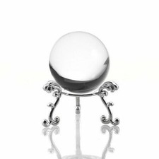 Clear Crystal Ball Sphere 50mm 2" with Silver Flower Stand in Gift Box