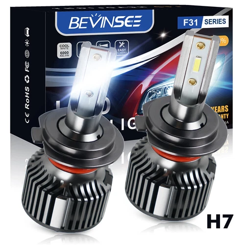 Bevinsee 2x H7 LED Headlight Bulbs 50W 6000K White For Audi A3 8L1 8P1 8V1 8VK