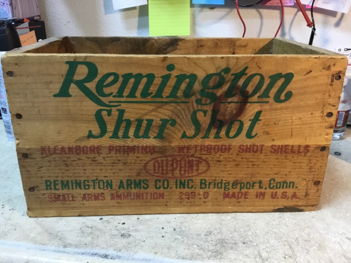 ヴィンテージ　木製ボックス　SHUR SHOT SHELLS ウッドボックス Vintage Remington Shur Shot Ammo Box | eBay