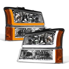 Topline For 03 Silverado Switchback Sequential Led Pro Headlightsbumper Chrome